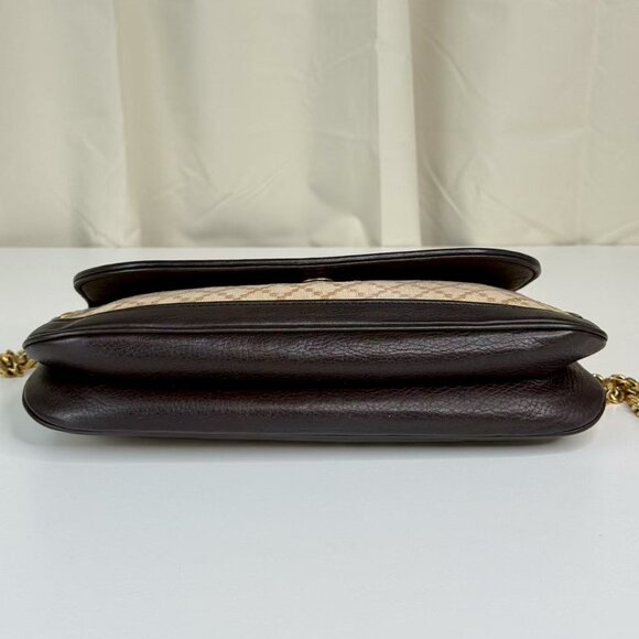 Gucci GG Logo Flap Shoulder Bag Crossbody Dark Purple Leather - Picture 5 of 9